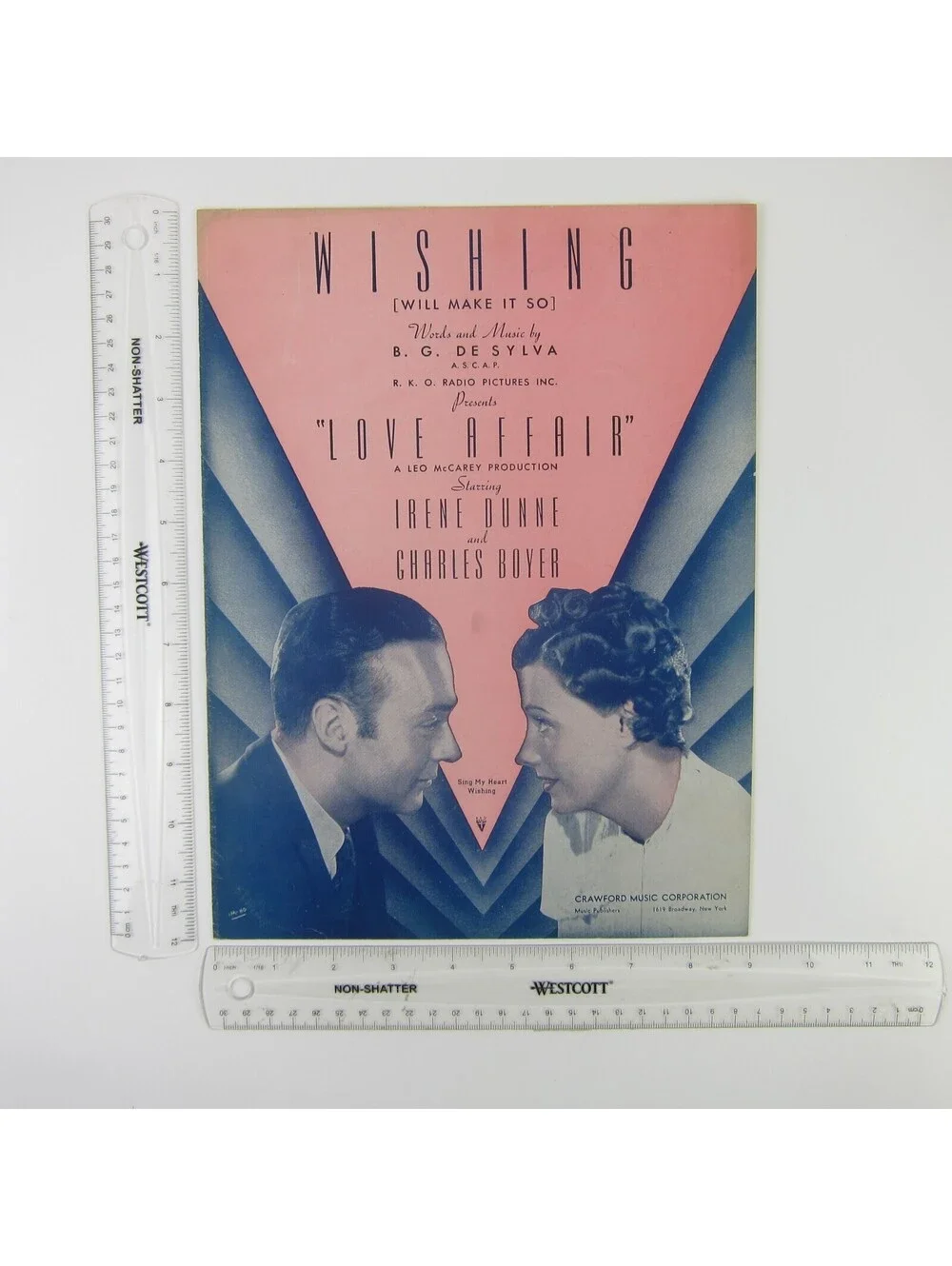 Sheet Music Wishing (Will Make It So) Love Affair Irene Dunne Charles Boyer 1939
